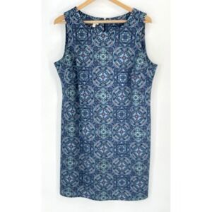 Talbots Womens Plus Size 2X Dress Blue Kaleidoscope Sleeveless Back Zip